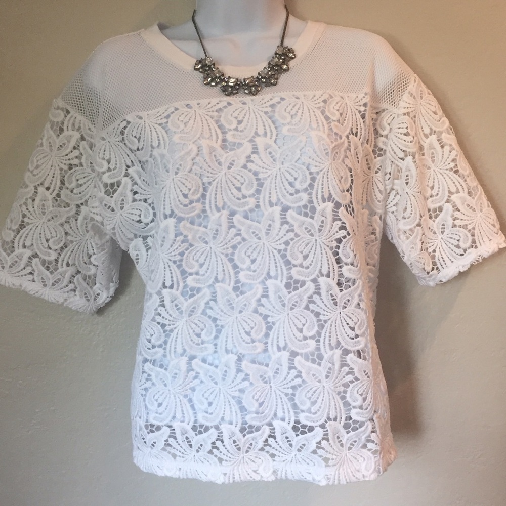LOFT White Lace Top